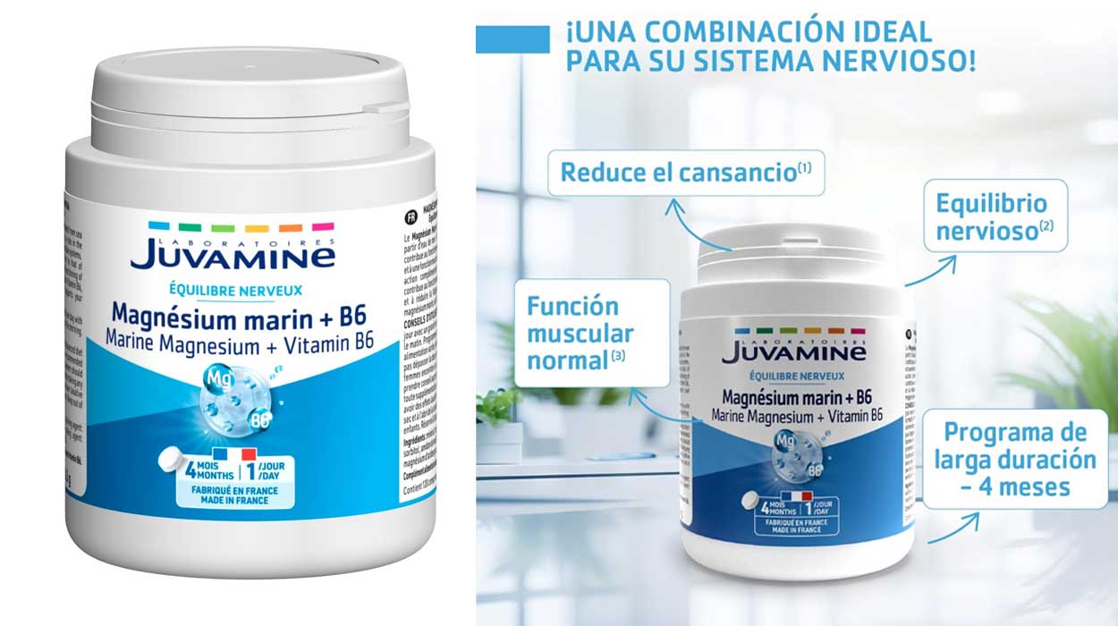 Chollo Complemento de Magnesio marino y Vitamina B6 Juvamine 120 comprimidos por sólo 7,65€ (-36%)