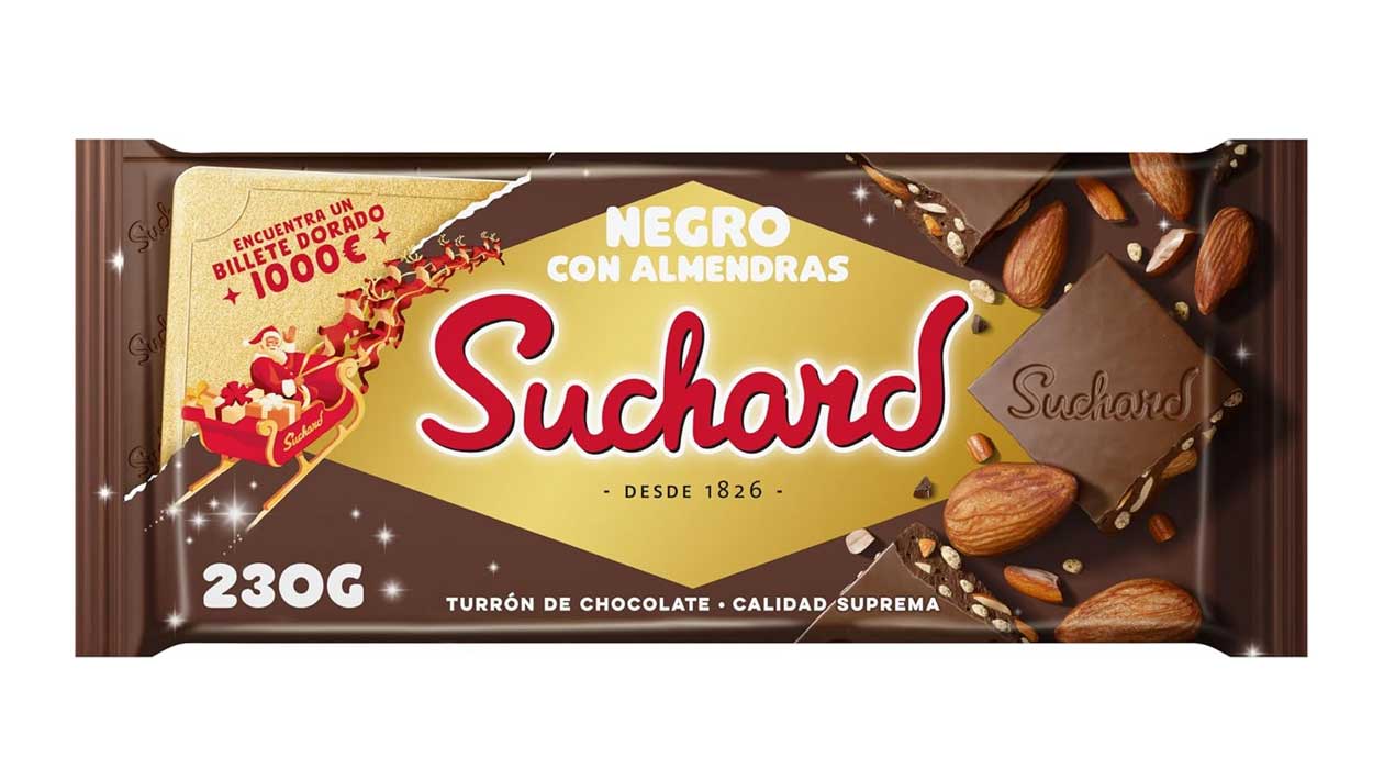 Chollo Pack x3 Tabletas de turrón Suchard de chocolate negro con almendras por sólo 7,30€ con oferta 3×2 ¡2,43€ cada una!