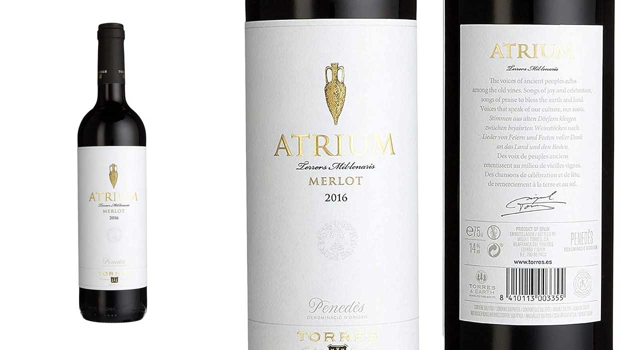 Chollo Vino tinto Atrium Merlot DO Penedès por sólo 7,20€ (-37%)