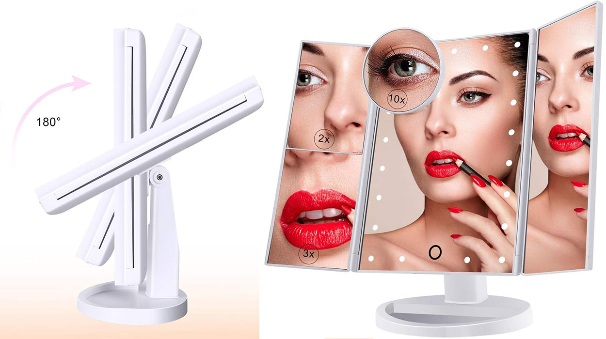 Chollo Espejo de maquillaje triple con luz LED por sólo 14,44€ (-15%)