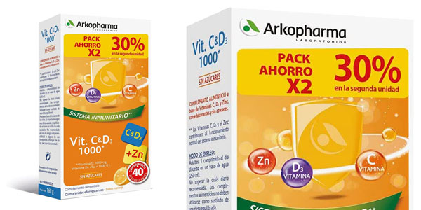 Chollo Pack x40 Comprimidos efervescentes Arkopharma Vitamina C&D3 + Zinc de 1.000 UI por sólo 11,99€ (-22%)