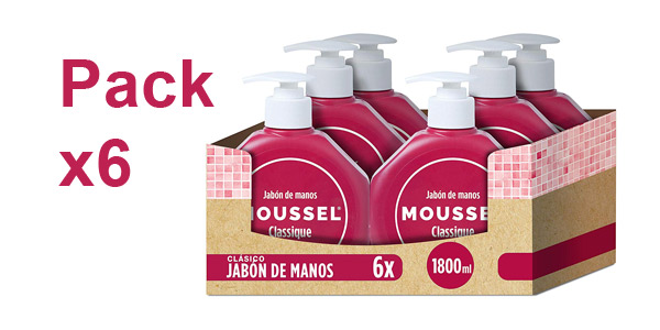 Chollo Pack x6 Jabón de manos Moussel 300 ml por sólo 12,24€ con cupón (-20%) ¡A 2,04€ la unidad!