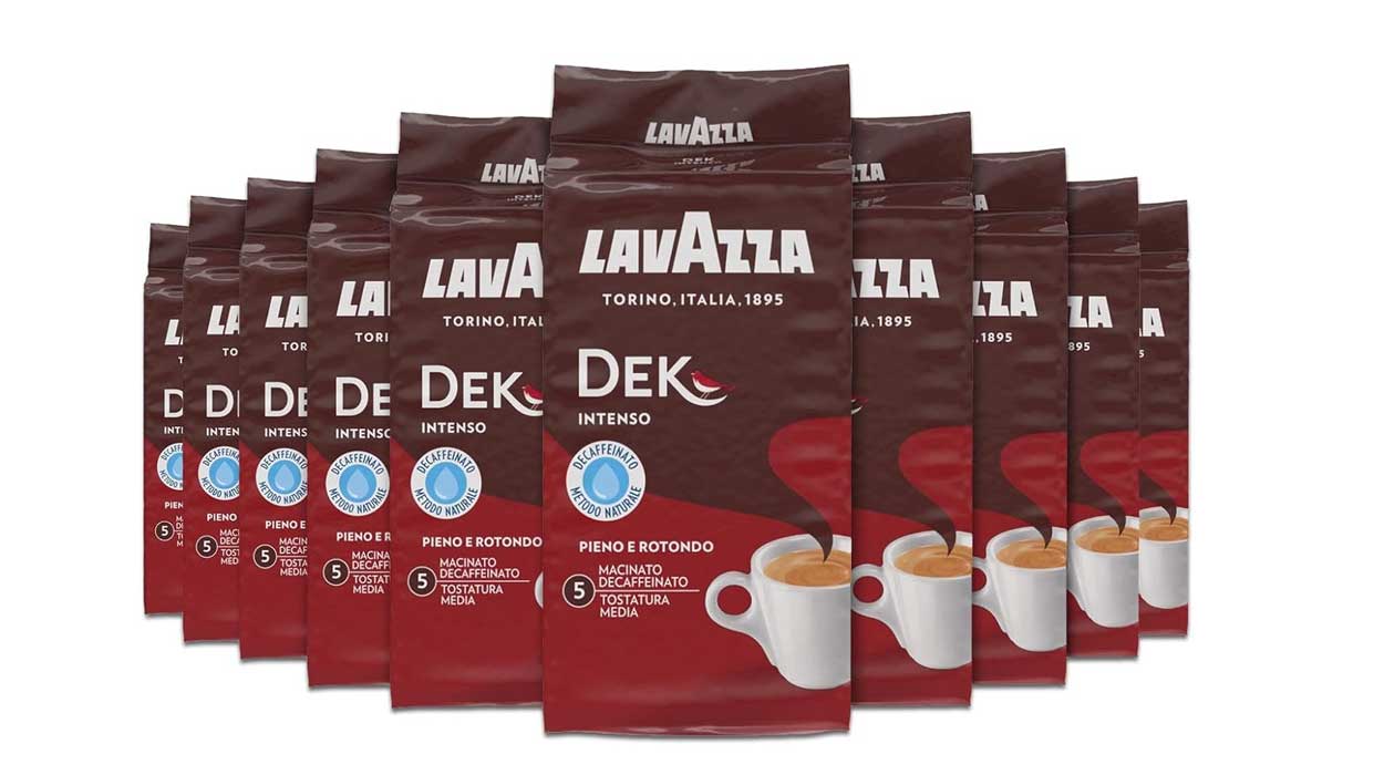 Chollo Pack de 10 paquetes de café molido natural Lavazza Dek Intenso descafeinado de 250 g por sólo 31,07€ con envío gratis (-33%)