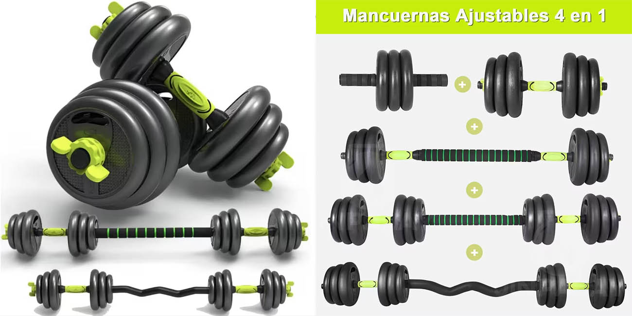 Chollo Kit de mancuernas ajustable de 40 Kg Multifit por sólo 84,99€ (30% de descuento)