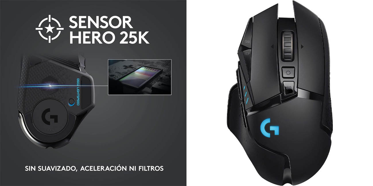 Chollo Ratón gaming inalámbrico Logitech G502 LIGHTSPEED por sólo 69,79€ con envío gratis (-32%)