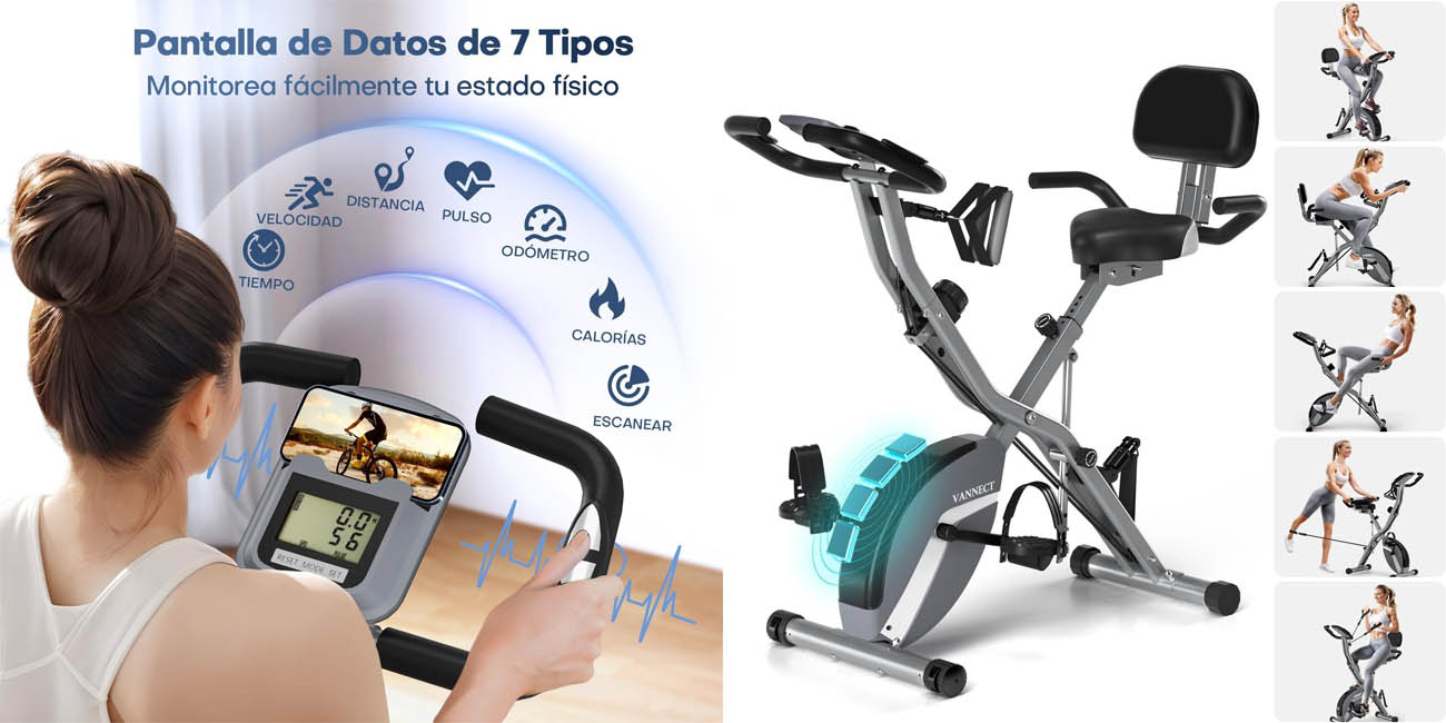 Chollo Bicicleta estática plegable VANNECT para fitness por sólo 169,98€ y envío gratis con cupón descuento (-43%)