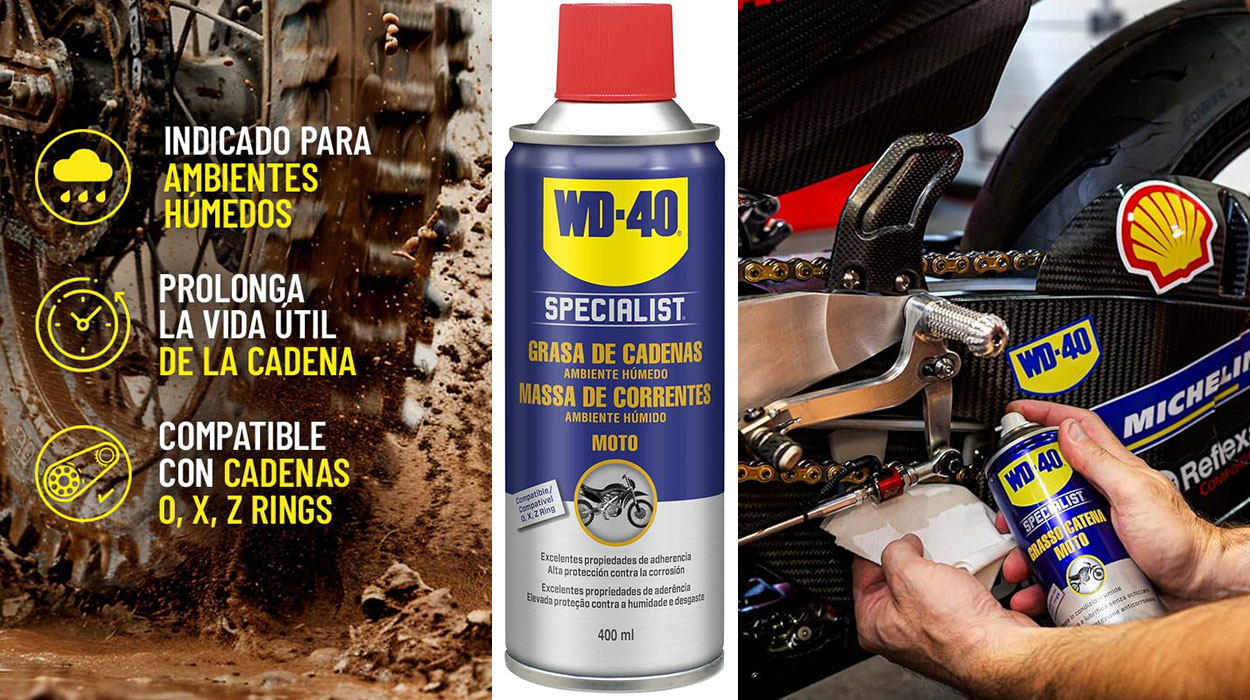 Chollo Grasa de cadenas para moto WD-40 Specialist en spray de 400 ml por sólo 7,75€ (-46%)