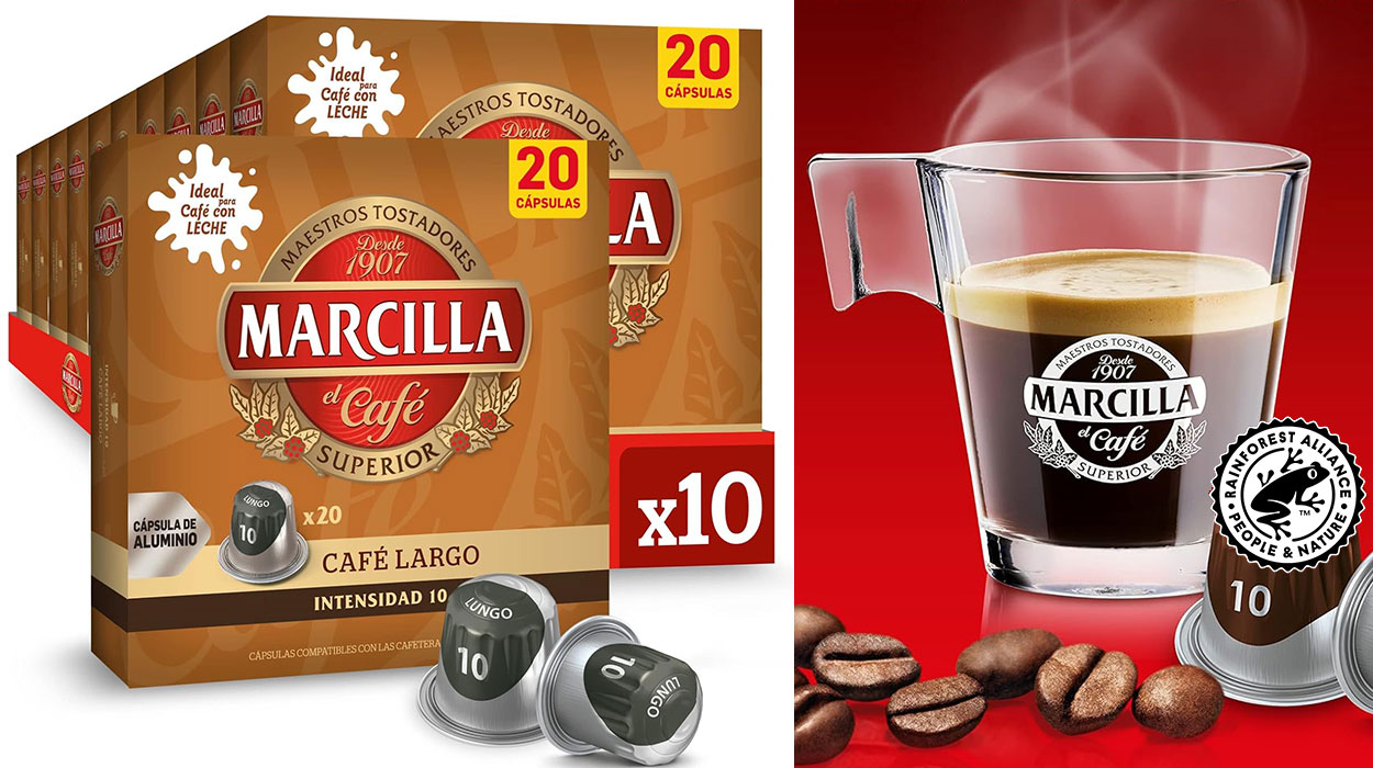 Chollo Pack de 200 cápsulas de café Marcilla Largo compatibles con Nespresso por sólo 57,50€ con envío gratis ¡0,28€ c/u!