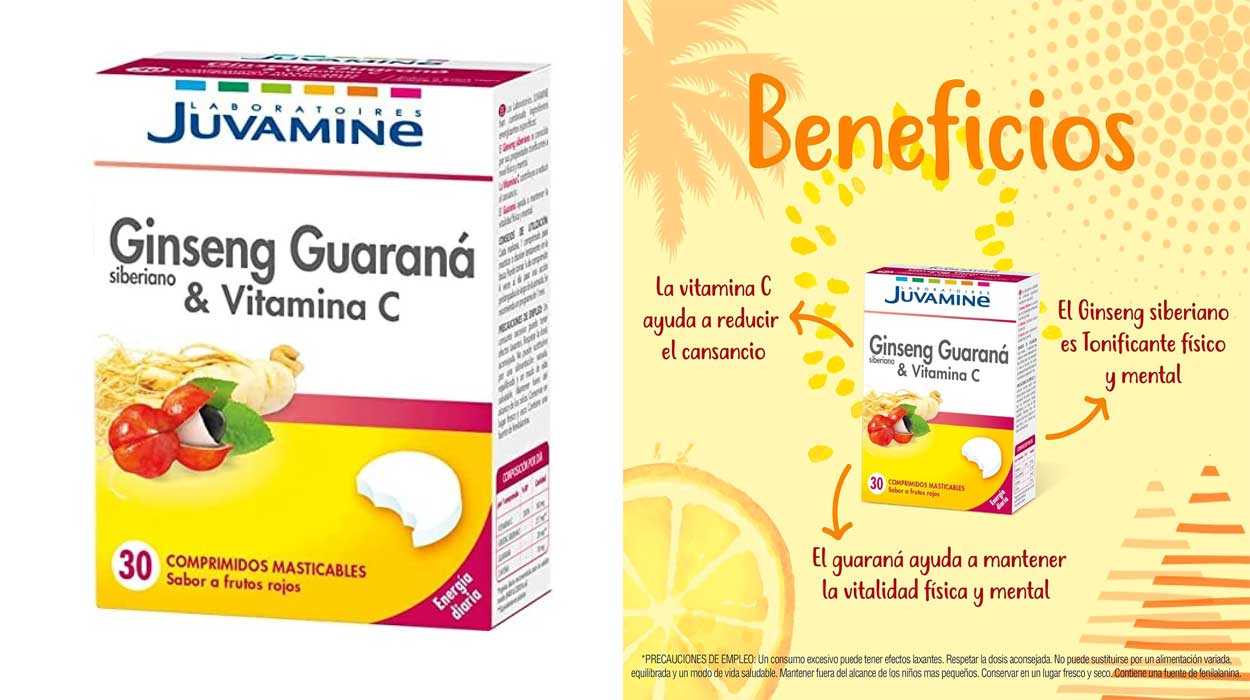 Chollo Suplemento de Ginseng Guaraná y Vit. C de Juvamine de 30 comprimidos masticables por sólo 5,46€ (-26%)