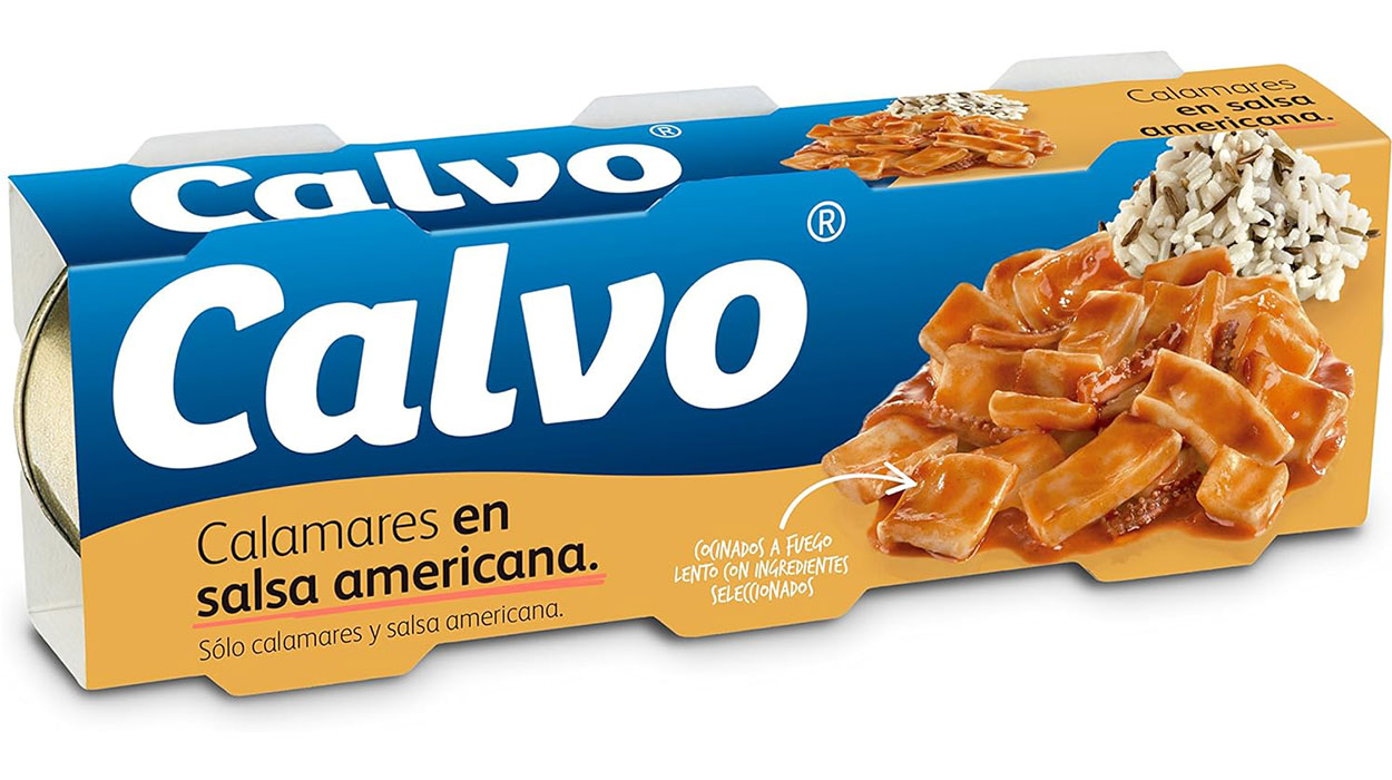 Chollo Pack de 9 latas de Calamares en Salsa Americana Calvo de 80 g por sólo 5,88€ con promoción 3×2 ¡1,96€ el pack de 3!