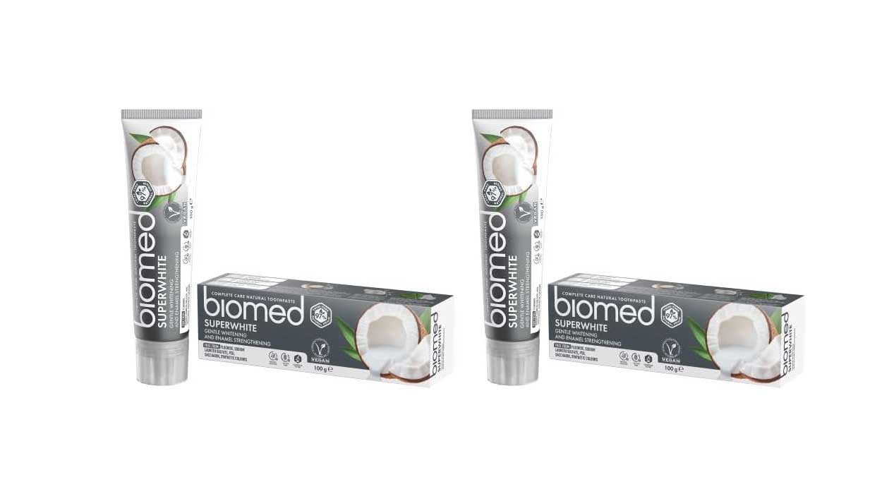 Chollo Pack x2 Pasta de dientes natural vegana Biomed Superwhite de 100 g por sólo 6,98€ (-18%)