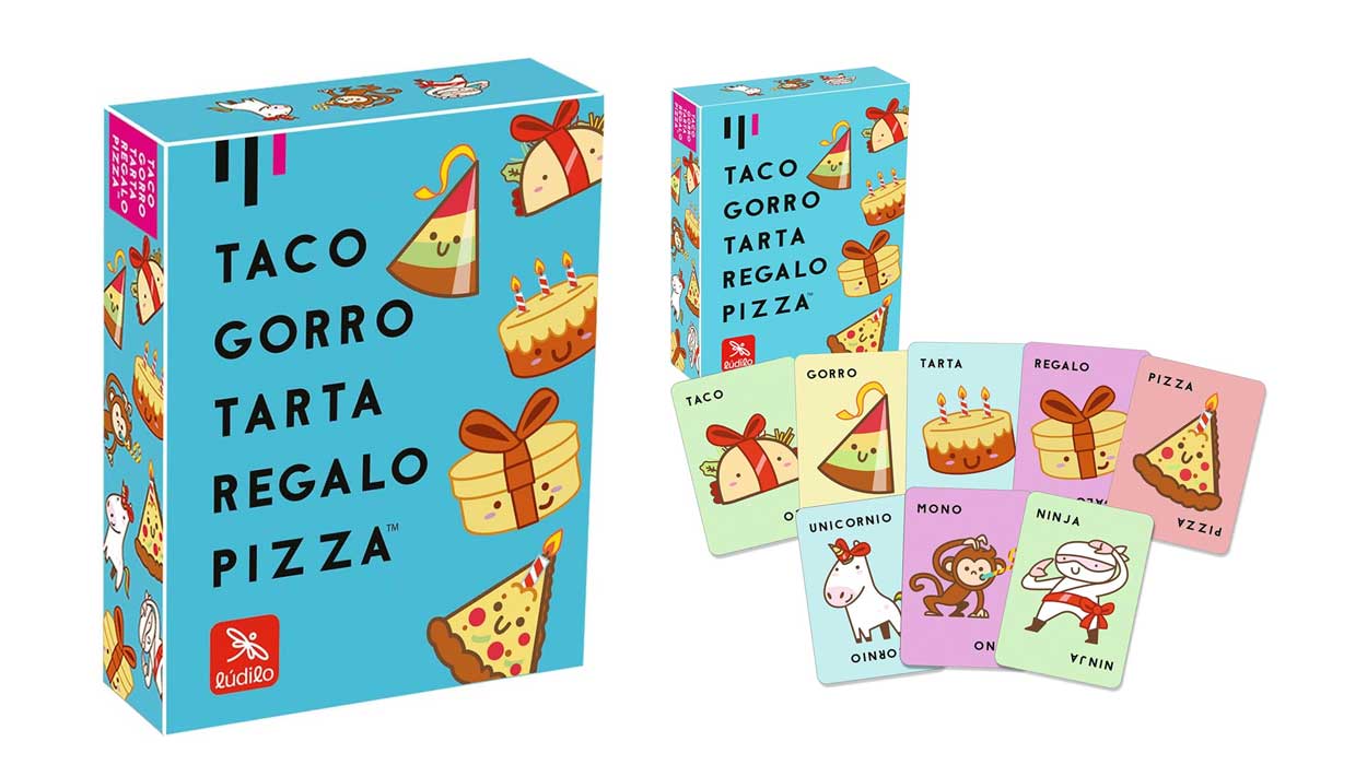 Taco Gorro Tarta Regalo Pizza es el juego de cartas perfecto para pasar un rato de risas con tus peques (y es muy económico)