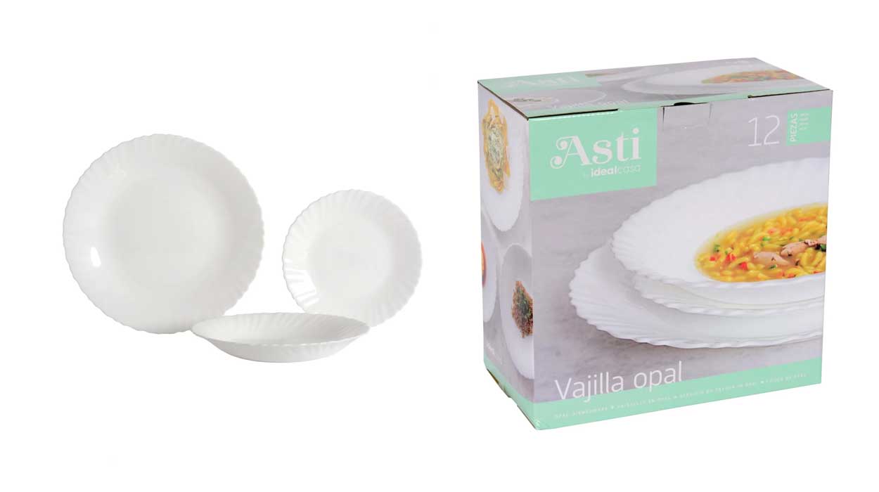 Chollo Vajilla Opal Asti Idealcasa 12 piezas por sólo 9,99€ en Carrefour (-47%)