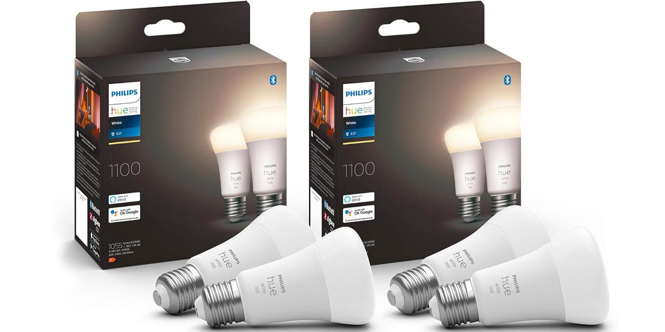 Chollo Pack de 4 bombillas LED inteligentes Philips Hue White E27 por sólo 35,99€ con envío gratis (-40%)