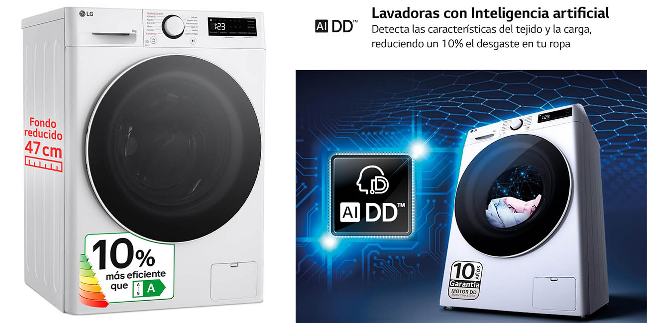 Chollo Lavadora LG F2WR5S08A0W de 8 kg por solo 364,65€ con envío gratis (-31%)