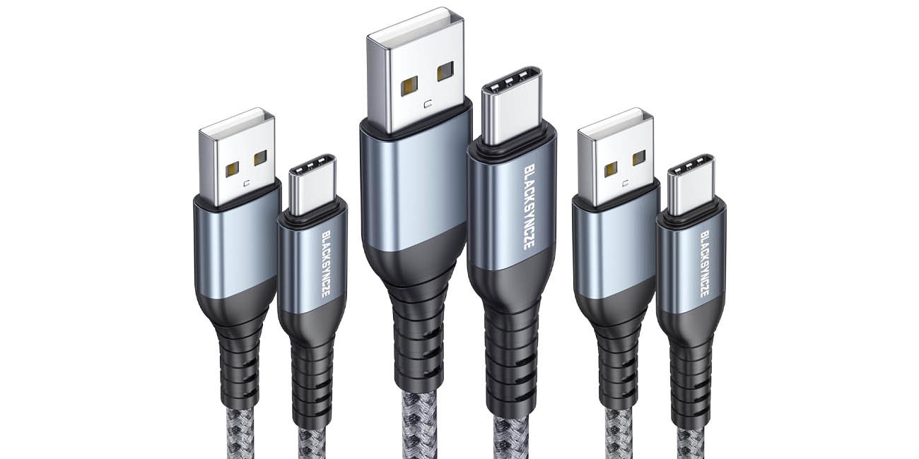 Chollo Pack de 3 cables USB-C BLACKSYNCZE de 1m por sólo 4,79€ con cupón descuento (-41%)