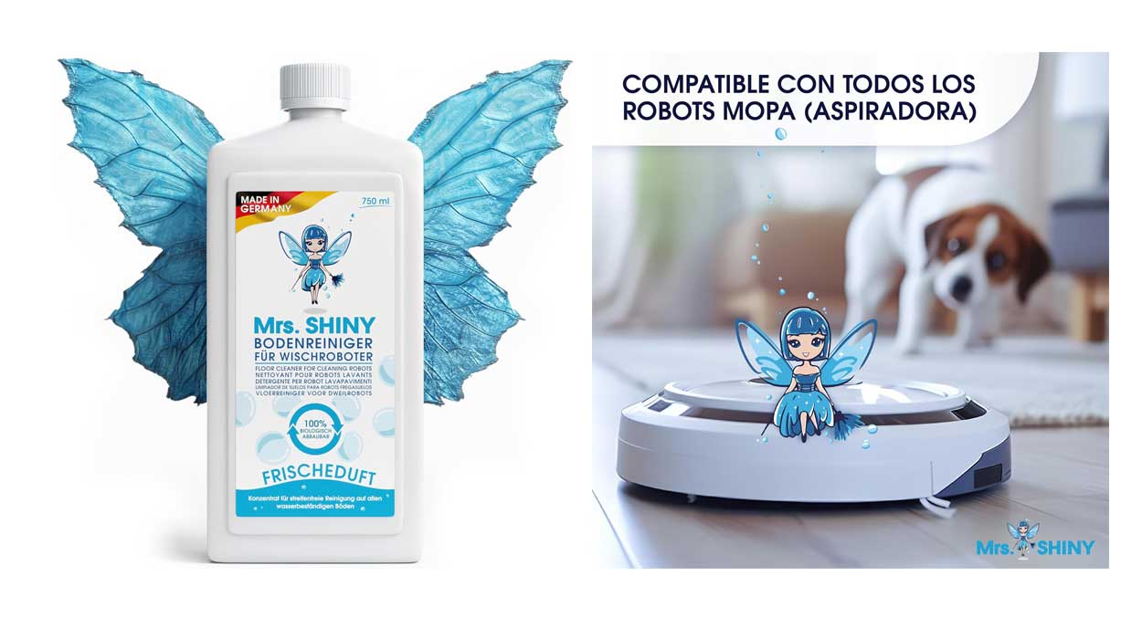 Chollo Líquido limpiador Mrs. Shiny de 750 ml para robots friegasuelos por sólo 9,97€