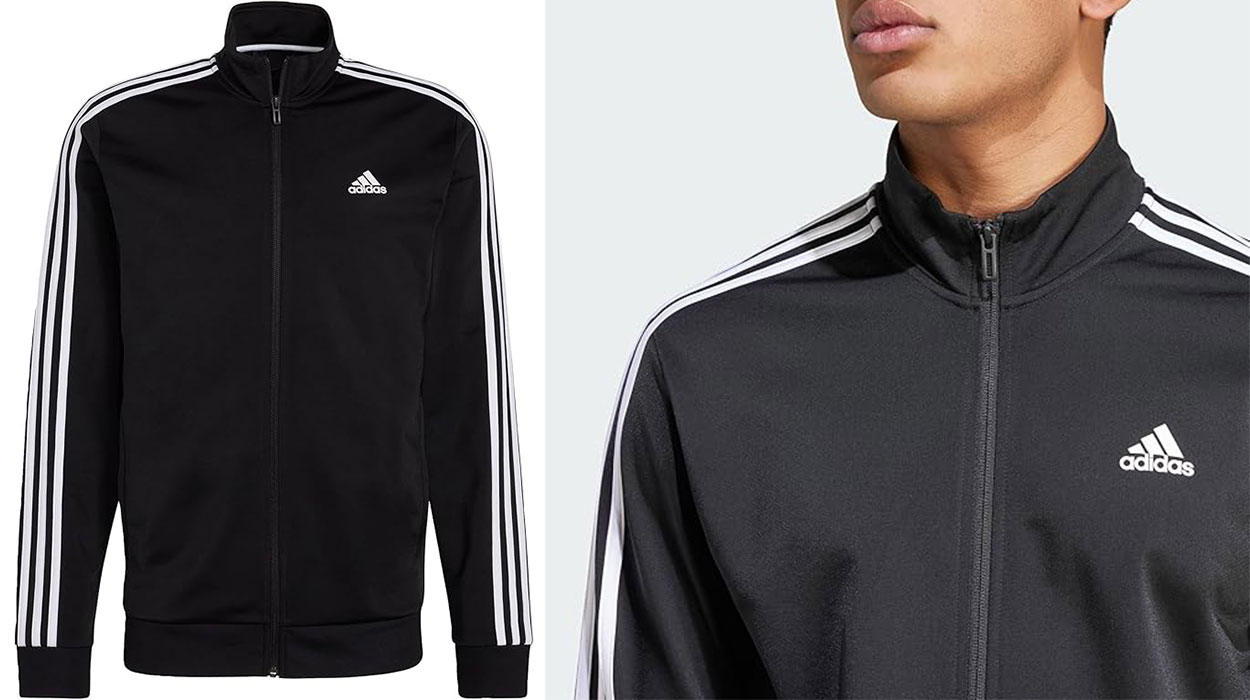 Chollo Chaqueta deportiva Adidas Essentials Warm-up 3-Stripes para hombre por sólo 27,45€ (-54%)