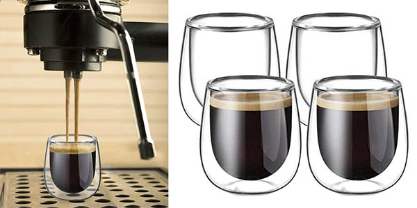 Chollo Set de 4 tazas de café Glastal de cristal por sólo 11,99€ con cupón descuento (-25%)