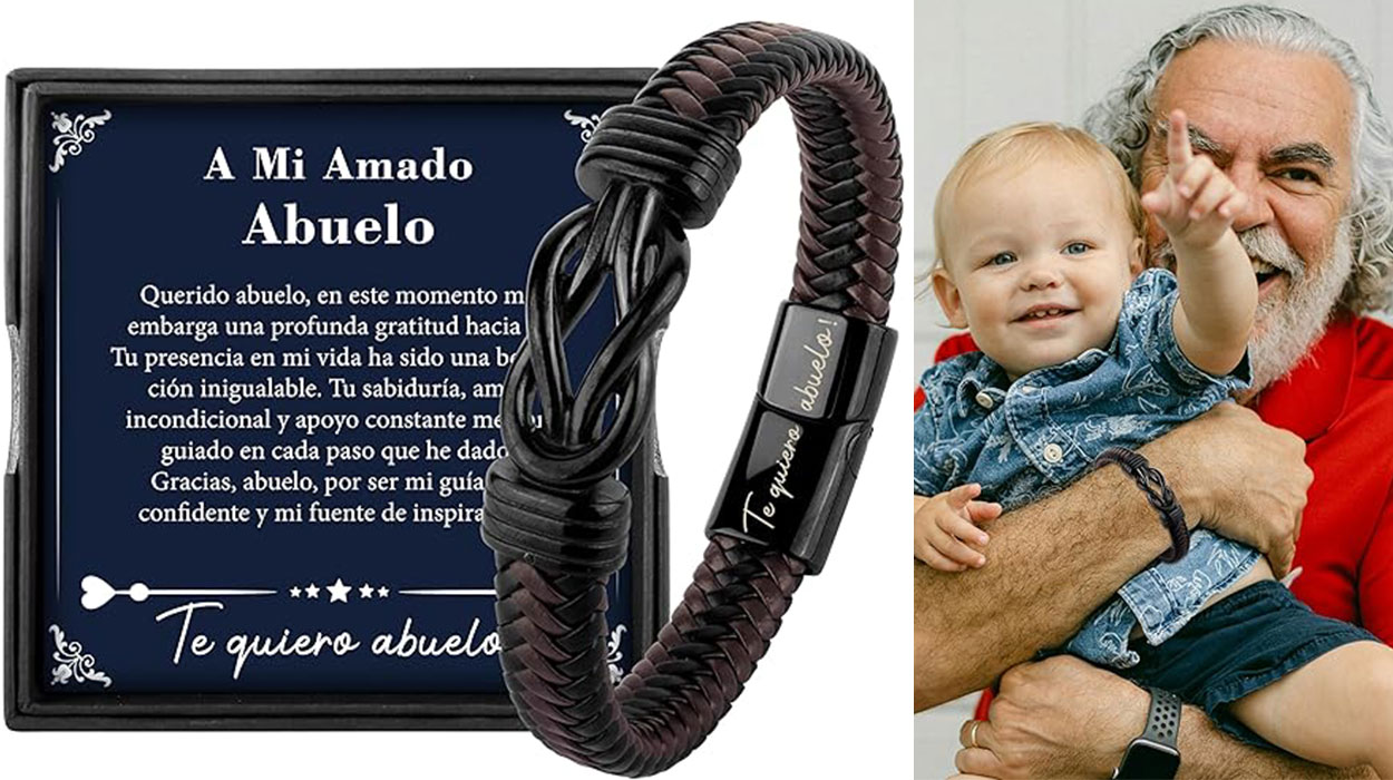 Chollo Pulsera Rebundex de cuero con tarjeta para regalar al abuelo por sólo 7,99€ (-20%)