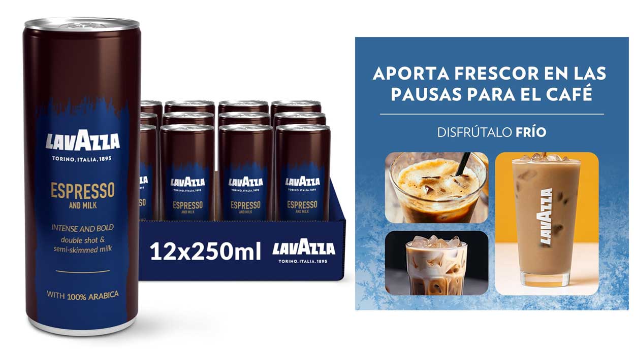 Chollo Pack de 12 latas de café Ready to Drink Lavazza Espresso and Milk de 250 ml por sólo 14,17€ (-41%) ¡A 1,18€ la lata!