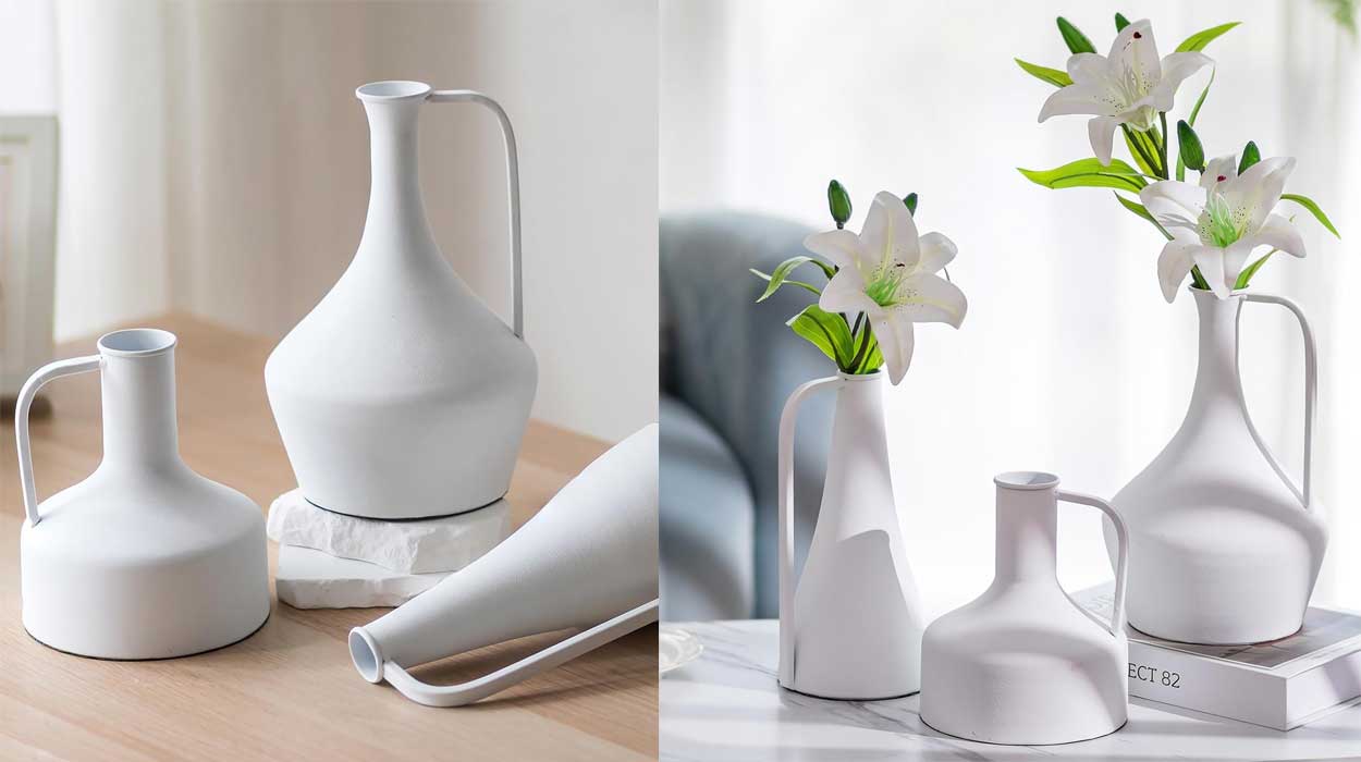 Chollo Juego de 3 floreros metálicos de color blanco por sólo 19,95€ ¡Valoraciones TOP!