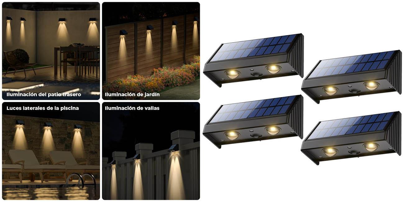 Chollo Pack 4x luz LED solar OUSFOT para exterior por sólo 14,81€ (-19%)