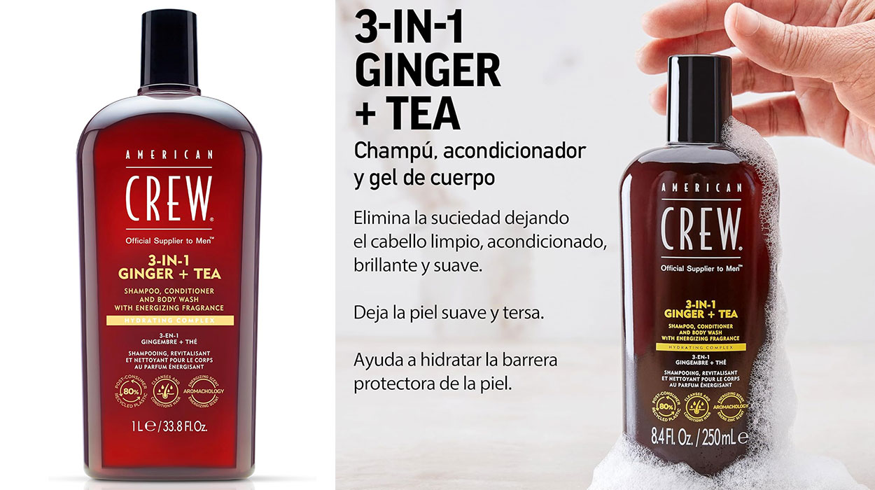 Chollo Champú, acondicionador y gel de ducha American Crew Jengibre + Té de 1 litro por sólo 7,12€ (-11%)