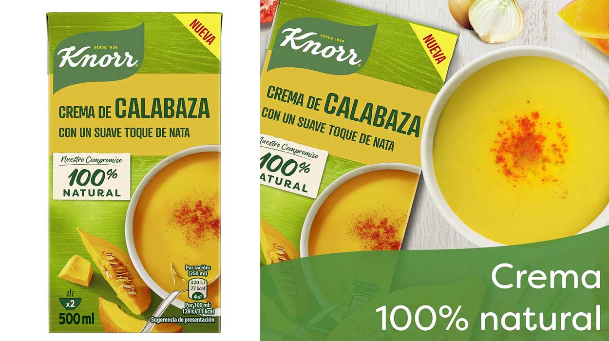 Chollo Pack x5 Crema de calabaza Knorr de 500 ml por sólo 7,25€ con descuento automático ¡Sólo 1,45€ cada uno!