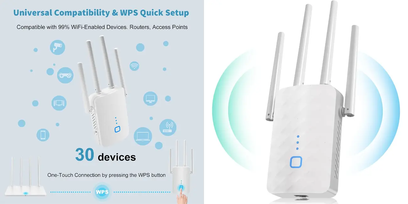 Chollo Repetidor WiFi MEETOWN 1200M con 4 antenas por sólo 29,99€ y envío gratis con doble cupón (-75%)