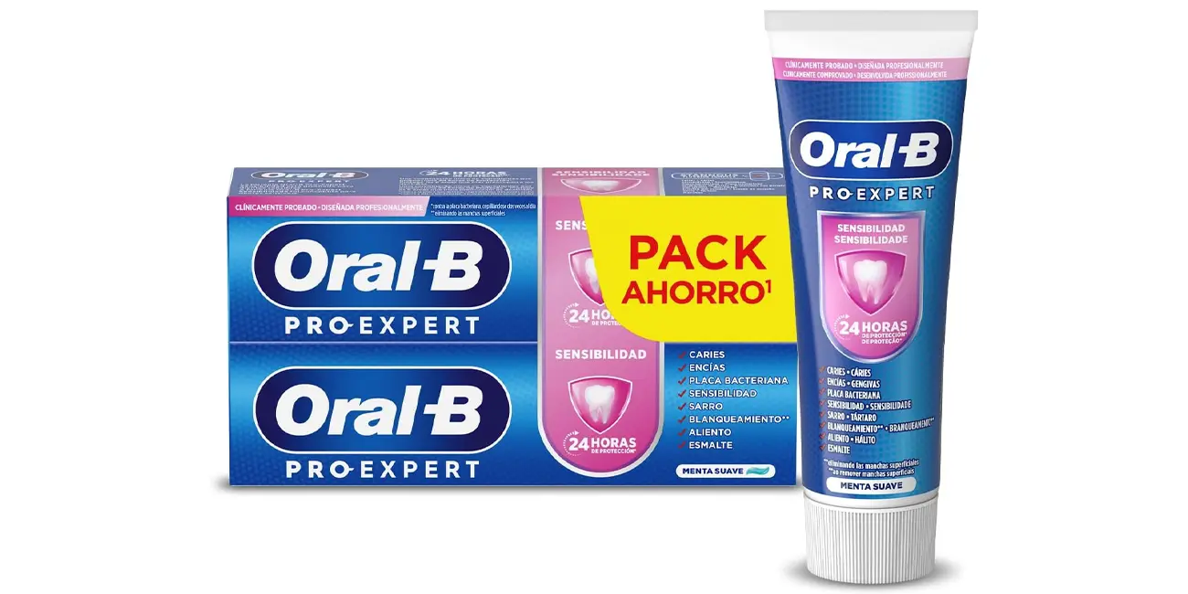 Chollo Pack 2x Pasta de dientes Oral-B Pro-Expert sensibilidad y blanqueamiento por sólo 4,66€ (-15%)