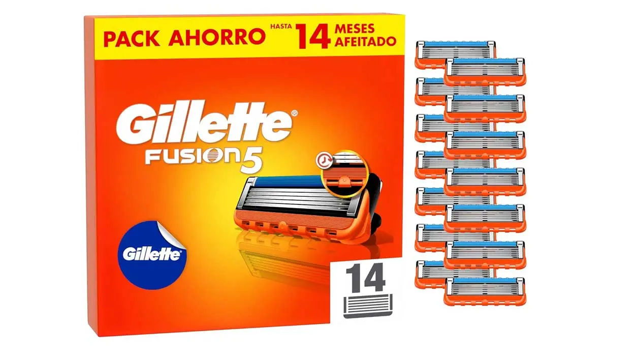 Chollo Pack de 14 recambios Gillette Fusion5 por sólo 42,95€ con envío gratis (-30%) ¡3,07€ cada uno!