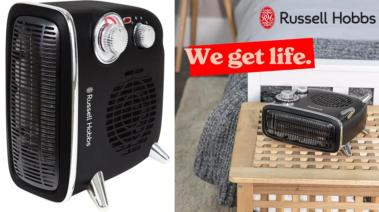 Chollo Calefactor eléctrico Russell Hobbs Retro Fan Heater por sólo 18,90€ (-37%)