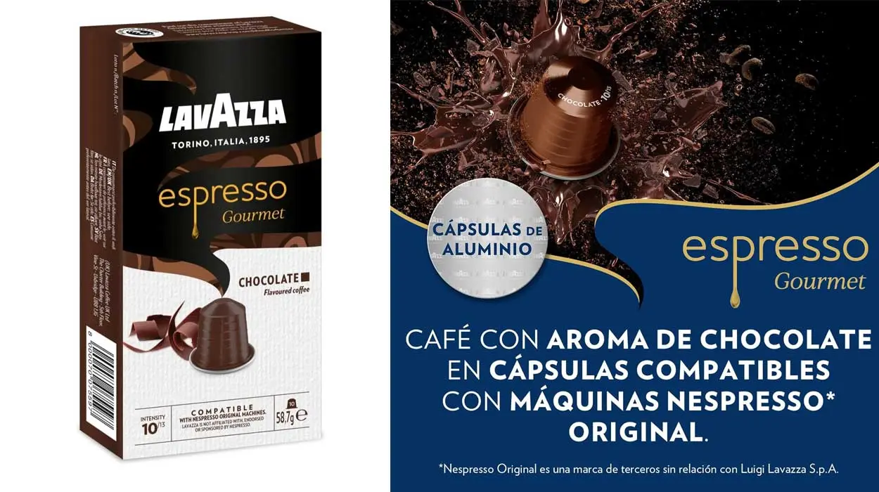 Chollo Pack de 100 cápsulas de café Lavazza Espresso Gourmet Chocolate para Nespresso por sólo 28,72€ (-24%)