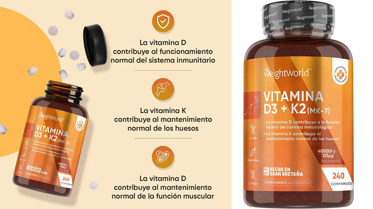 Chollo Suplemento WeightWorld de Vitamina D3 + K2 por sólo 16,39€ (-20%)