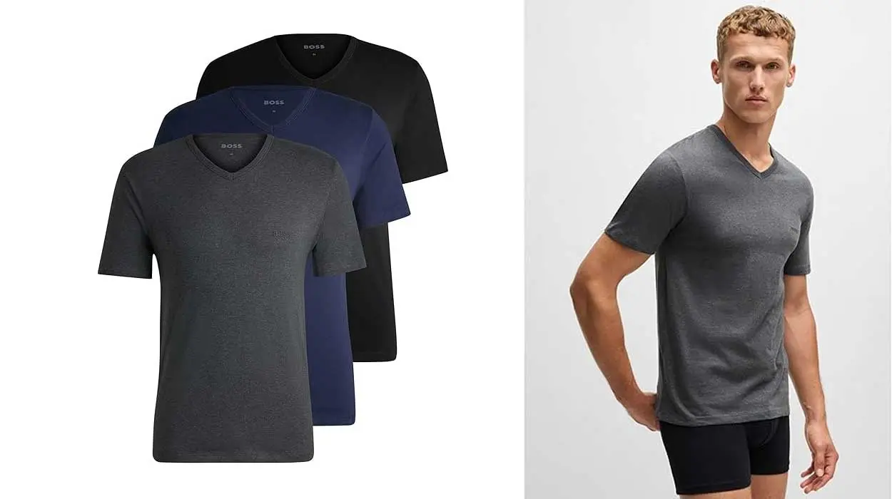 Chollo Pack x3 camisetas Hugo Boss cuello en V para hombre por sólo 29,35€ con envío gratis (-35%)