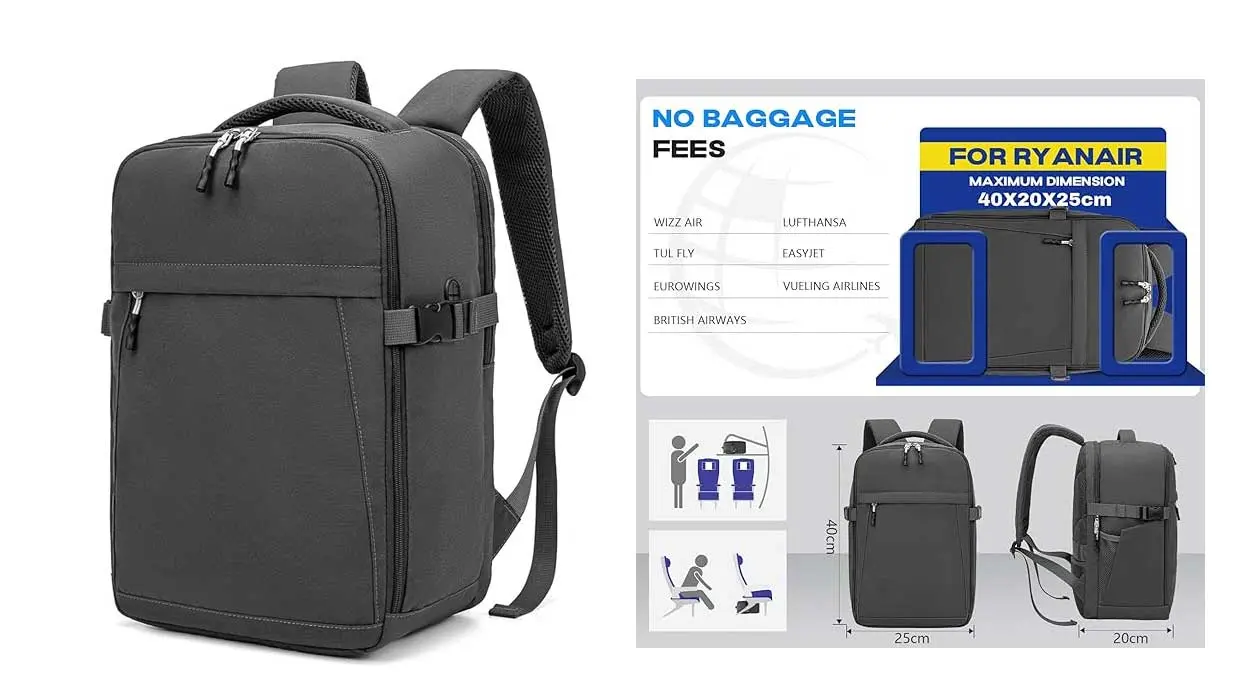 Chollo Mochila de viaje para cabina Xkdoai por sólo 22,99€ (-23%)