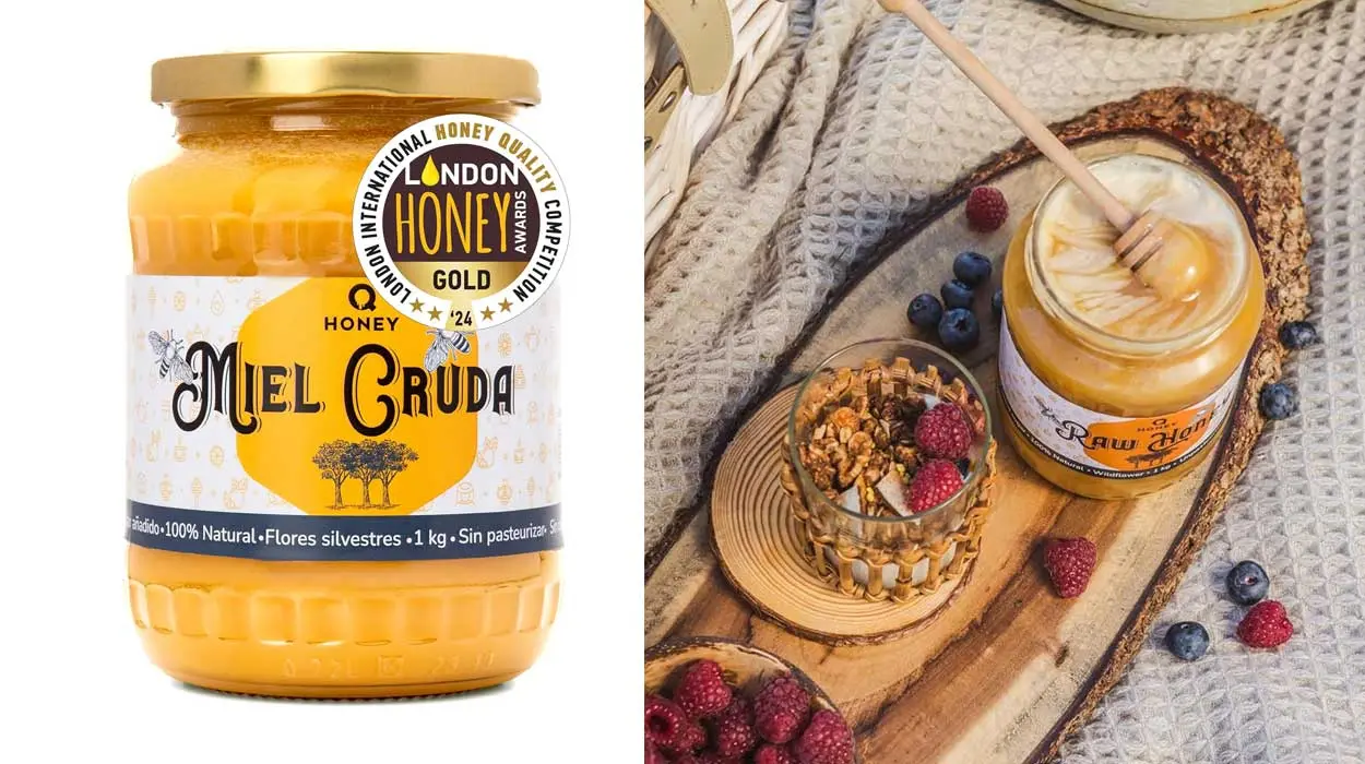 Chollo Miel cruda silvestre Q Honey de 1 kg (Oro en los London Honey Awards 2024) por sólo 16,14€ (-15%)