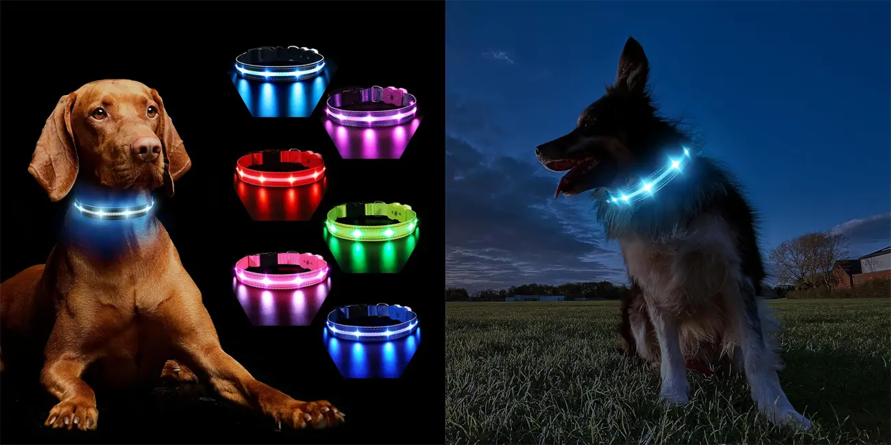 Chollo Collar con luz LED MASBRILL recargable para perro por sólo 12,79€ (36% de descuento)