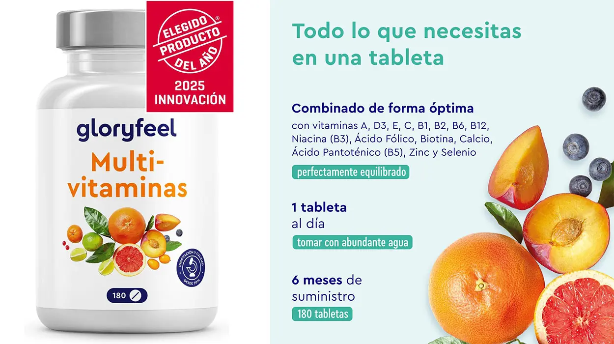 Chollo Multivitaminas Gloryfeel para 6 meses por sólo 9,09€ (-30%)