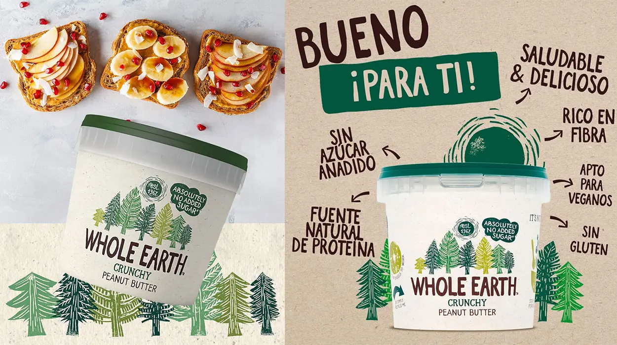 Chollo Pack x2 Botes de crema de cacahuete crujiente Whole Earth de 1 kg cada uno por sólo 14,98€ (-25%) ¡7,49€ la unidad!
