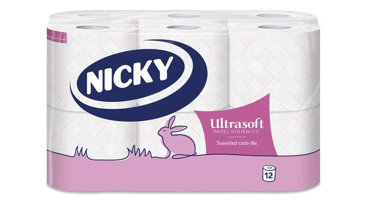 Chollo Pack x12 rollos de papel higiénico Nicky Ultrasoft de 2 capas por sólo 3,10€ (-32%)