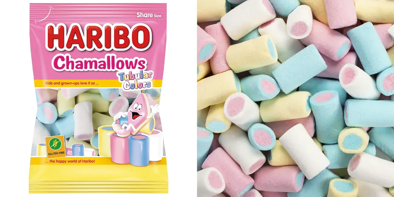 Cholla Bolsa de nubes dulces Haribo Chamallows Tubular Colors por sólo 2,19€ (-18%)