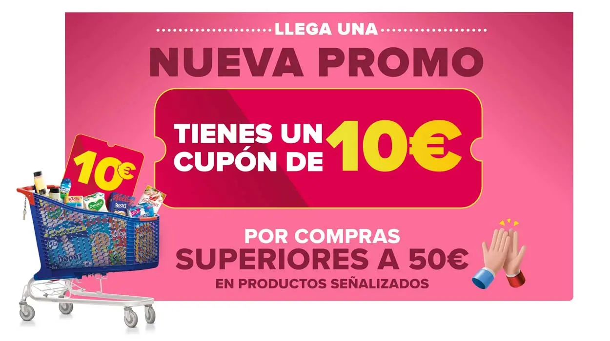 Tienes un cupón 10€ Carrefour por compras superiores a 50€