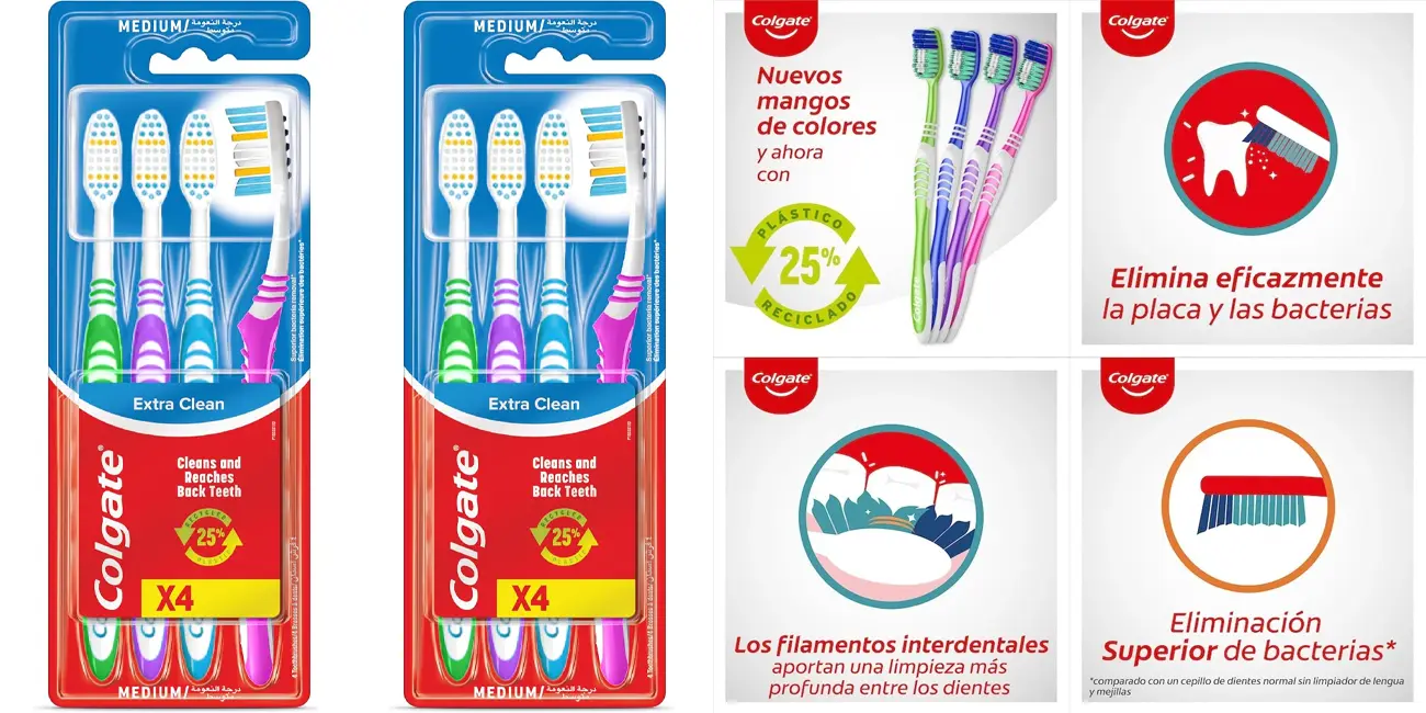 Chollo Pack 8 cepillos de dientes Colgate Extra Clean por sólo 3,38€ gracias a la promoción de la 2ª unidad al 50%