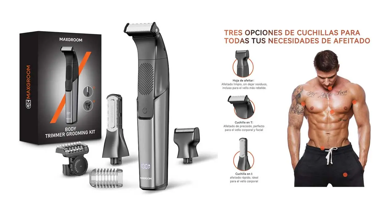 Chollo Afeitadora corporal MaxGroom 3 en 1 en seco y húmedo por sólo 21,99€ con cupón (-40%)