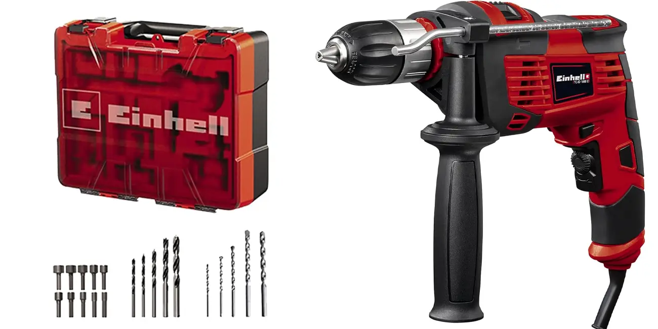 Chollo Taladro percutor Einhell TC-ID 1000 E de 1010 W con maletín y set de 64 accesorios por sólo 69,90€ con envío gratis (-30%)