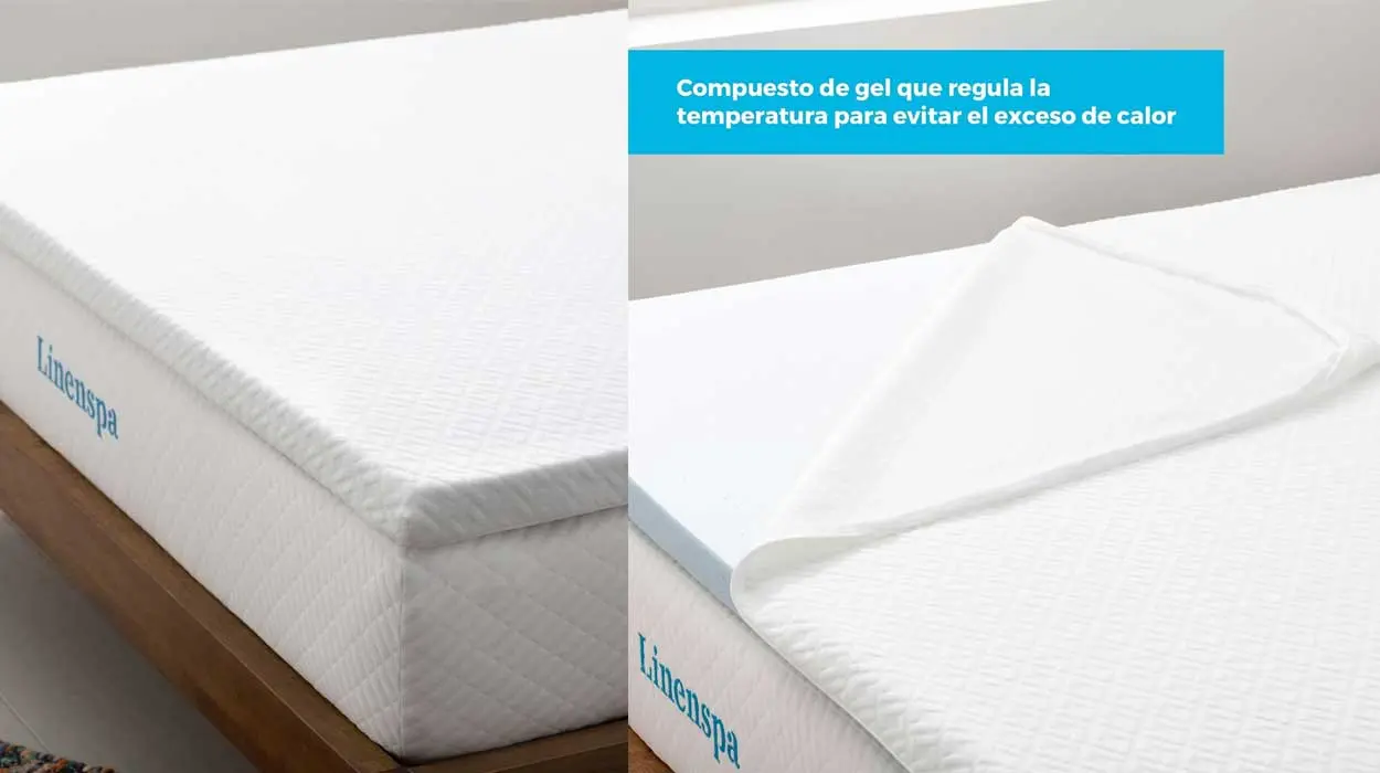 Chollo Topper de colchón viscoelástico Linenspa de 90 x 190 cm por sólo 40,99€ con envío gratis (-32%)