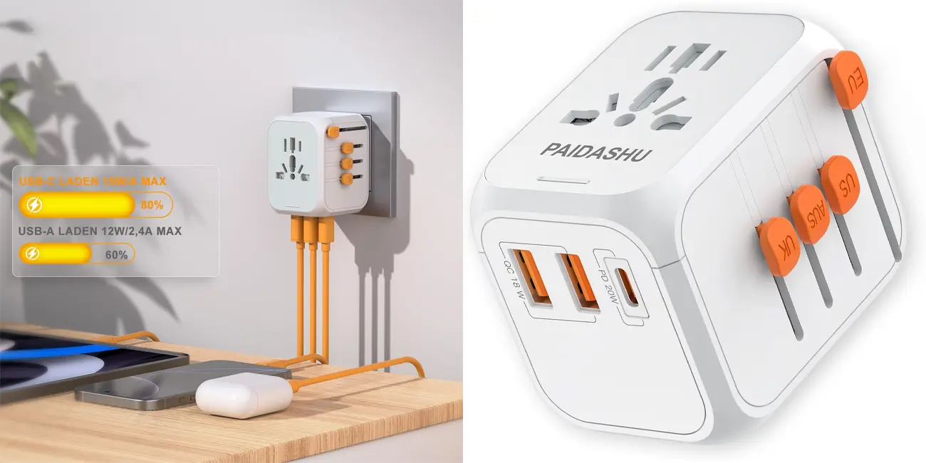 Olvídate de mil cargadores: este cubre +100 países, carga 4 gadgets a la vez y cuesta menos de 10€ en Amazon
