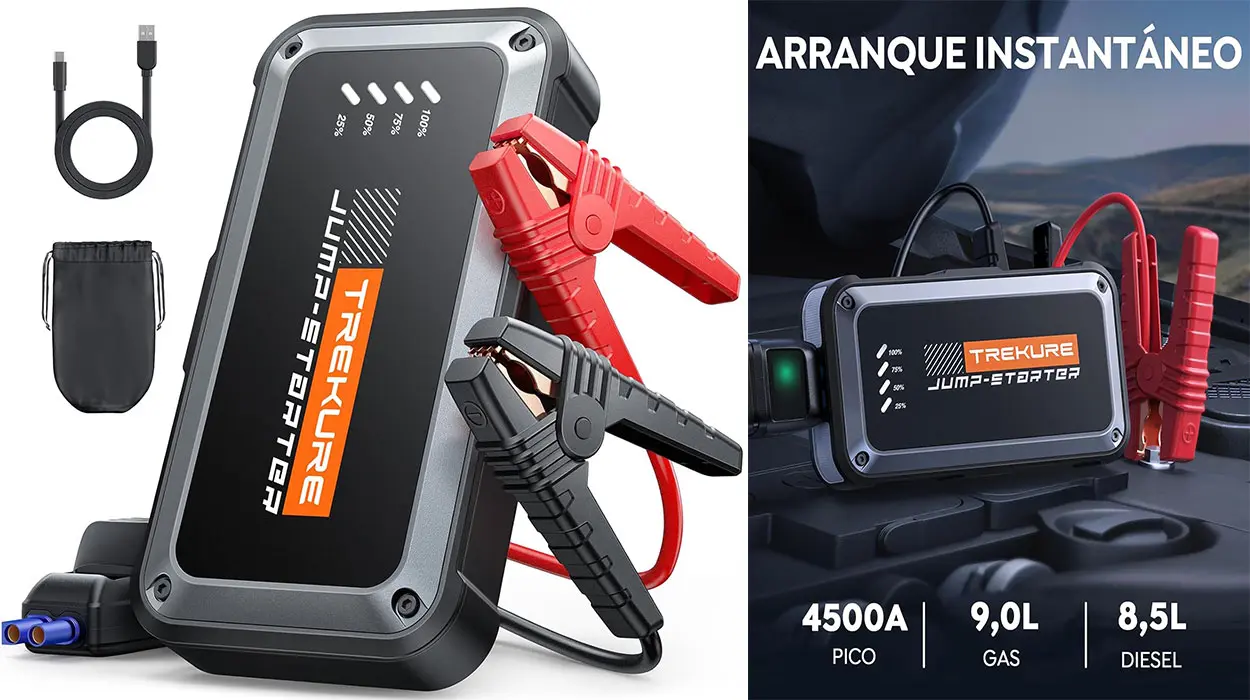 Chollo Arrancador de baterías de coche Trekure TK10 de 4.500 A por sólo 39,59€ y envío gratis con cupón descuento (-12%)